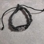 Bracelet with metal insert Assorti, length 18-22 cm, thickness 10 mm, eco leather, color black, with pull fastening