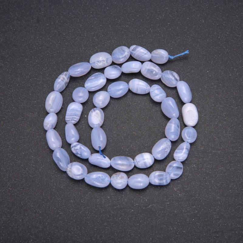 Blue Agate Beads - Round Beads, diameter ±9 mm, length 38 cm
