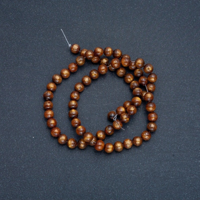 Tiger's Eye Beads (artificial) round beads, 6 mm diameter, 41 cm length on thread