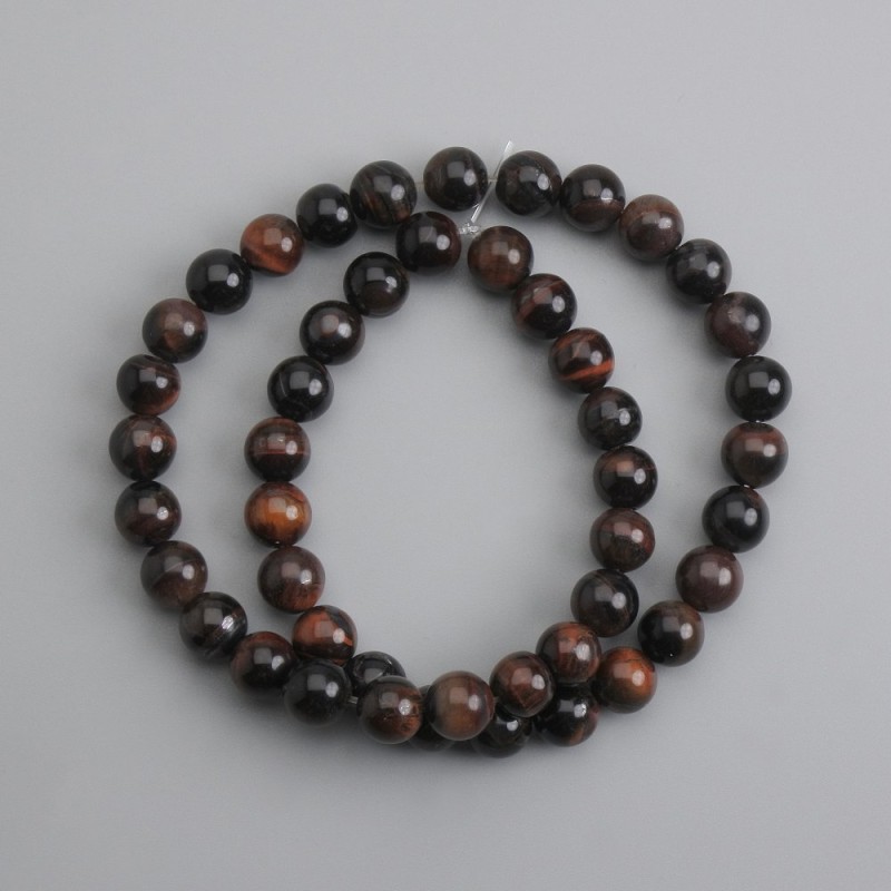 Beads made from natural Bull's Eye stone, smooth round beads, 8 mm diameter (±), thread length 38 cm (±)