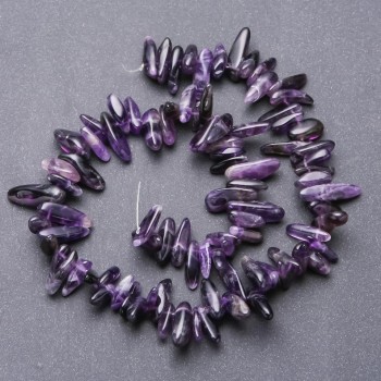 Amethyst Beads natural gemstone chip 'Needle', diameter 7x20 mm ±, length 40 cm on thread