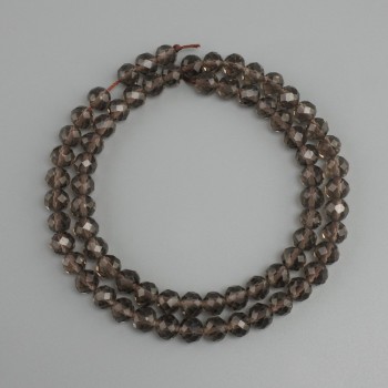 Natural stone smoky quartz faceted bead, 6 mm diameter, 39 cm length +