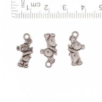 Bear Cub Pendant with Flower, 19×10 mm, packaging 20 g ± 21 pcs