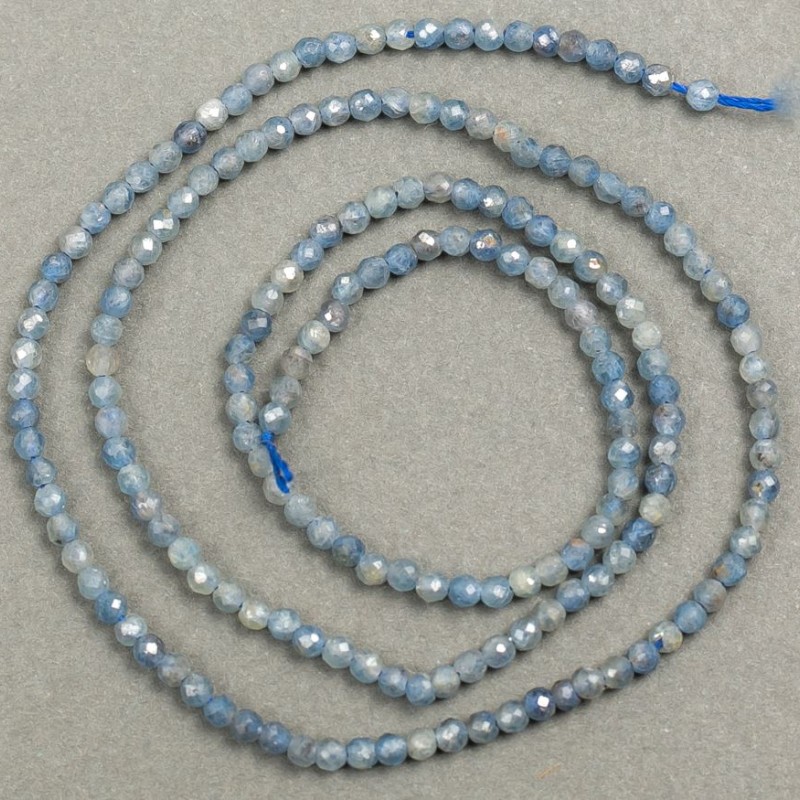 Natural Labradorite Beads on Thread, Faceted, 2mm Diameter, 41 cm Length