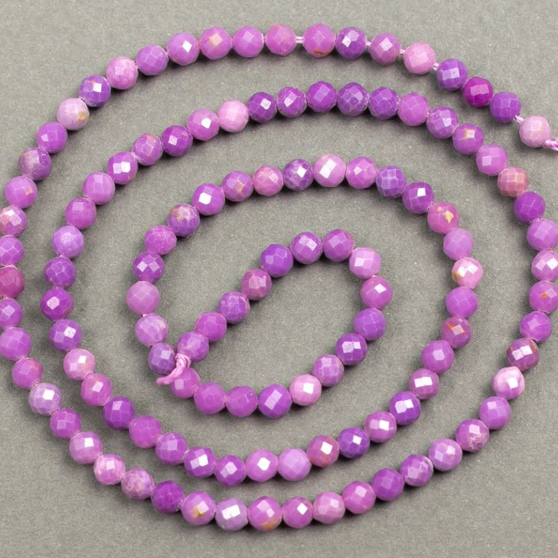 Natural phosphosiderite gemstone, faceted beads on thread, 3.5 mm diameter, 40 cm length