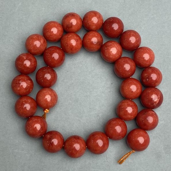 Artificial Jasper Beads on Thread, 14 mm diameter, 37 cm length