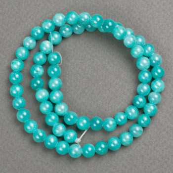 Amazonite Beads on Beading Thread (Synthetic Acrylic) Smooth Beads, 6mm Diameter (+/-), Length 39cm (+/-)