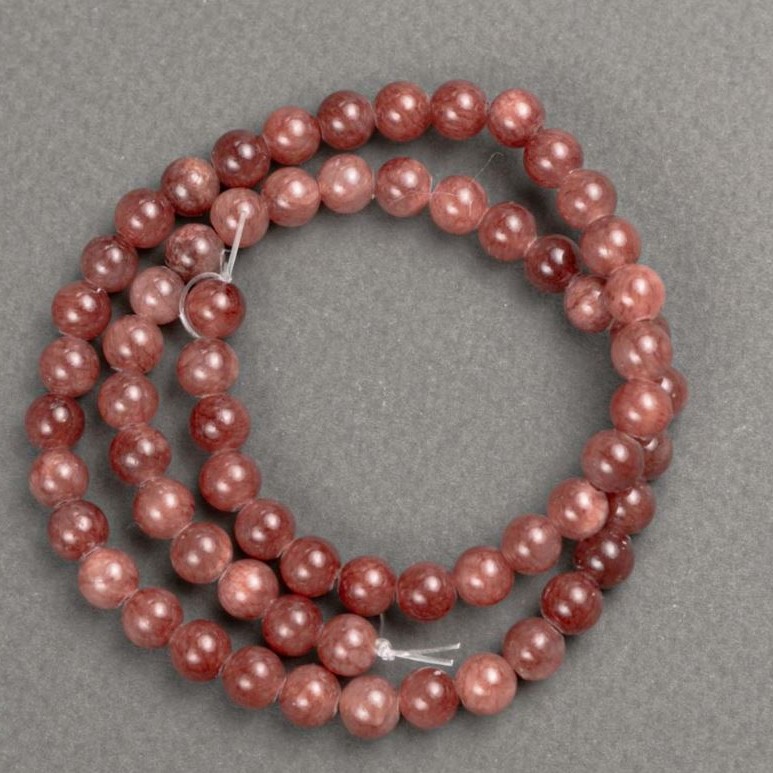 Selenite Beads (synthetic acrylic) on a thread, smooth spheres, diameter 6.5 mm, length 40 cm