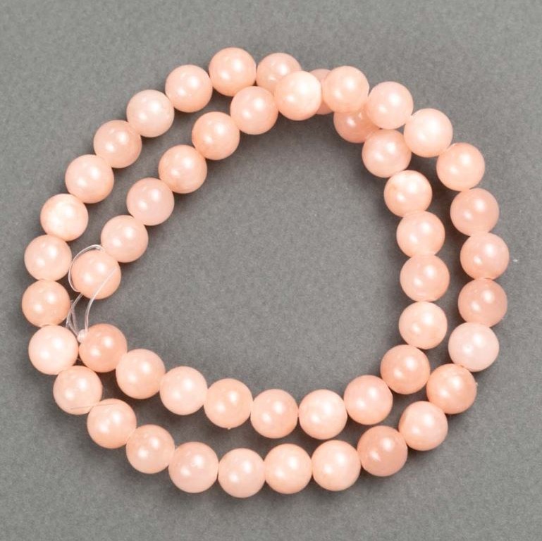 Selenite beads on beading line (synthetic acrylic) smooth round beads, diameter 8.5 mm +/-, length 40 cm