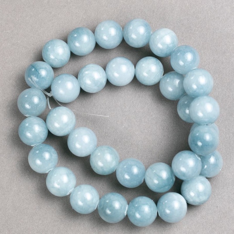 Aquamarine Beads on Thread (Synthetic Acrylic) Smooth Sphere, 12.5 mm Diameter, 40 cm Length
