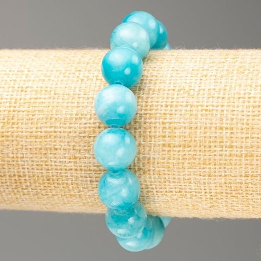 Aquamarine Elastic Bracelet (Artificial Acrylic) Smooth Beads, 12.5 mm Diameter, 18 cm Length