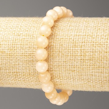Acrylic imitation selenite bracelet, 8mm diameter, about 18 cm long, smooth beads on elastic