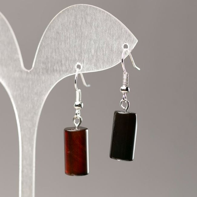 Agate Cylinder Earrings, diameter 15 mm, 5x8 mm+