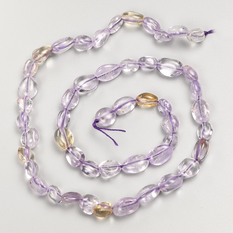 Faceted natural ametrine beads on thread, diameter 7×9 mm, length 40 cm