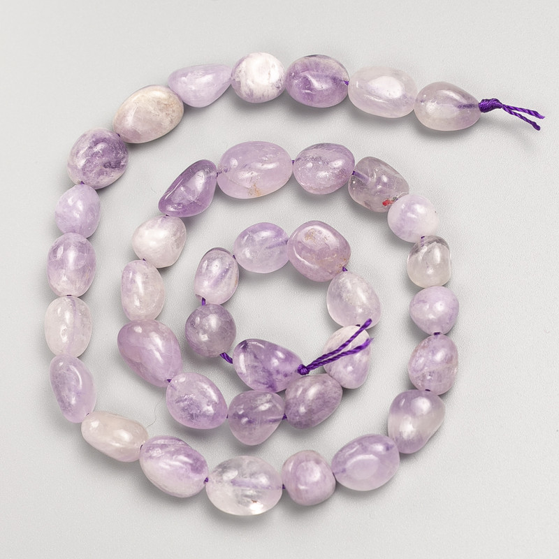 Faceted Amethyst Beads on Thread, Natural Gemstone, 9×10 mm, Length 39 cm