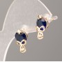 Xuping Stud Earrings with 18K Gold Plating and Blue Stone, Diameter 14.5 x 8 mm