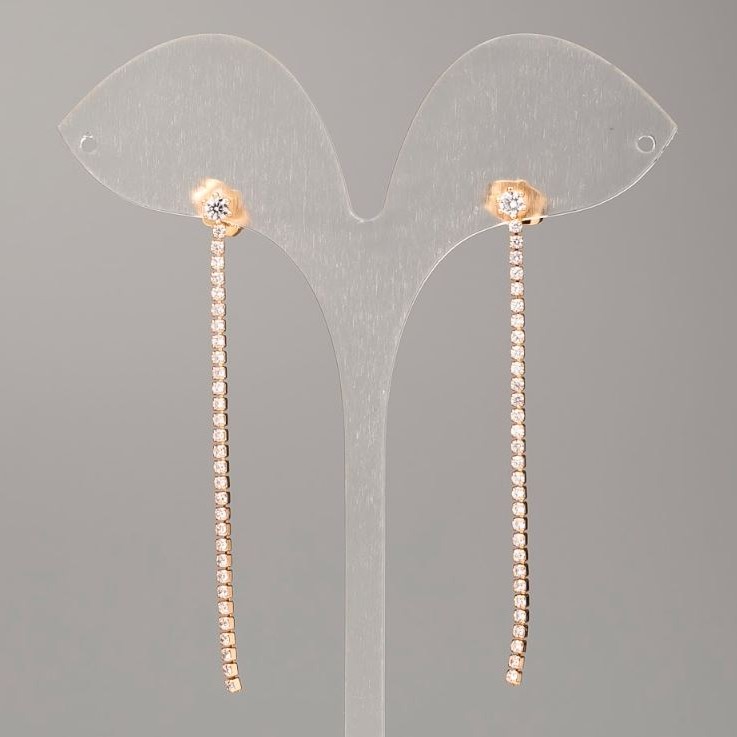 Xuping Ball Bead Stud Earrings, 18K Gold Plating, Diameter 2 mm, Length 6 cm