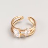 Xuping Ring in Gold Tone with White Stone, Sizes 16 and 18