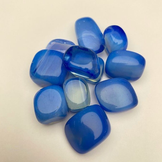 Blue Agate Faceted Souvenir Natural Stone, 23.5×18 mm, 100 g packaging