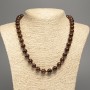 Necklace 'Tiger's Eye' smooth beads, 10 mm diameter, 50 cm length, made of white nephrite (synthetically dyed)