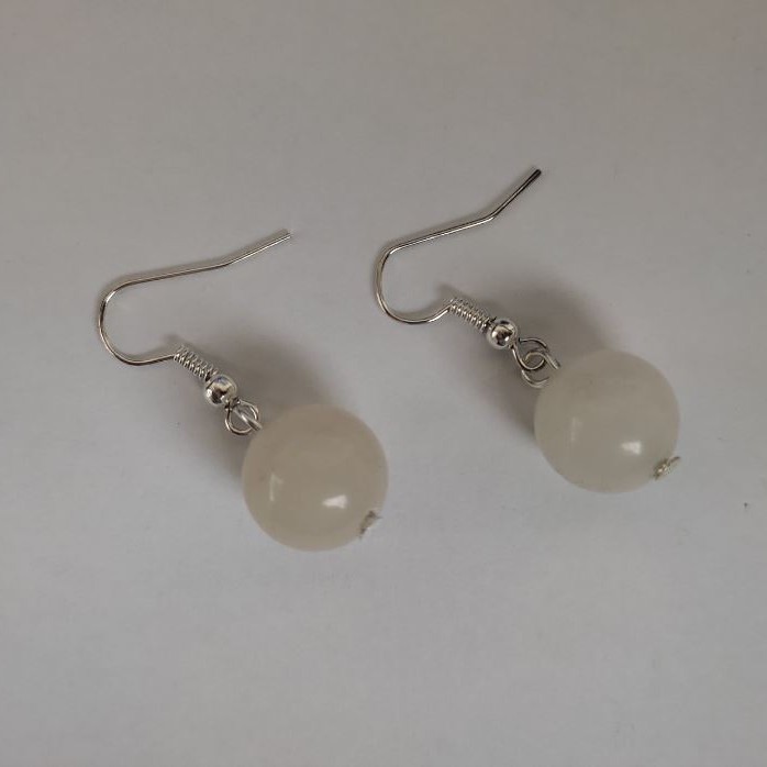 Earrings Mountain Crystal (artificial acrylic), 12 mm diameter, 33 mm length