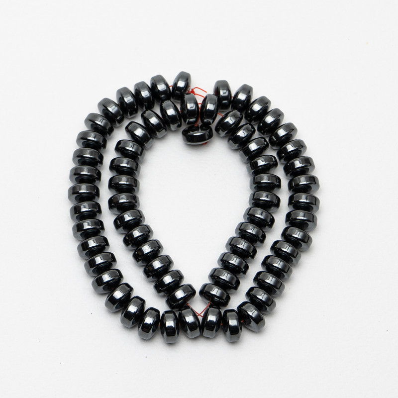 Hematite Beads, Smooth Rondelle, 10x6 mm, 39 cm on thread