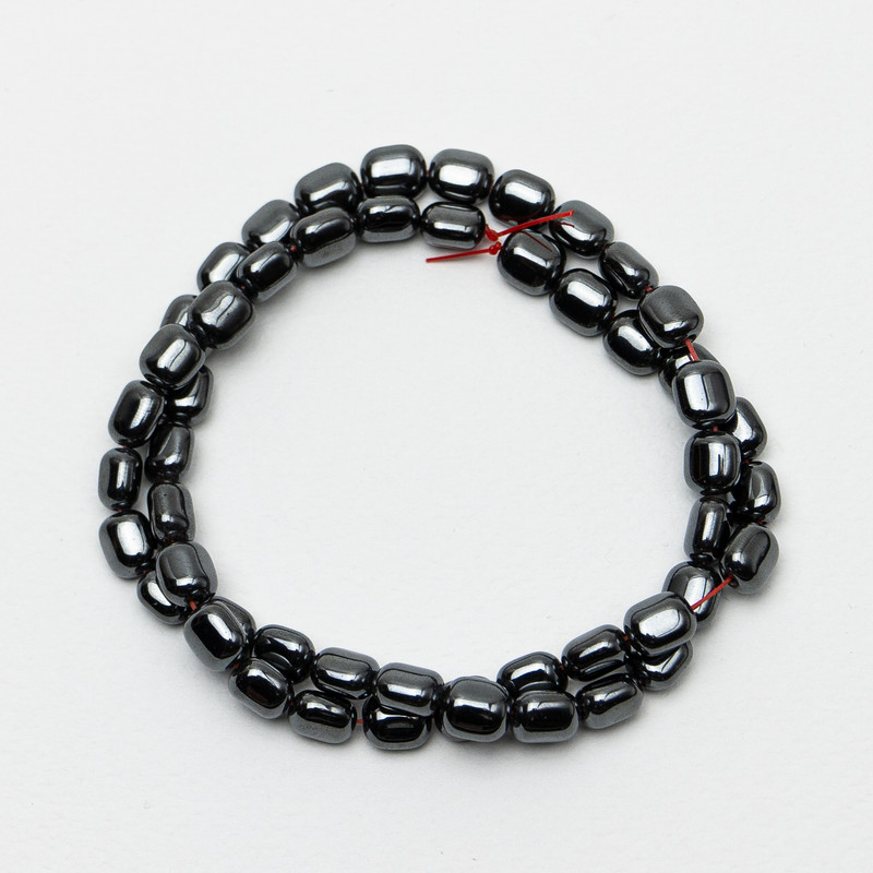 Rectangular hematite beads, 7x8x5 mm, length about 40 cm on beading thread