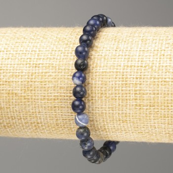 Sodalite Bracelet, Natural Stone, Smooth Beads, 6 mm Diameter, 18 cm Length (Stretch)