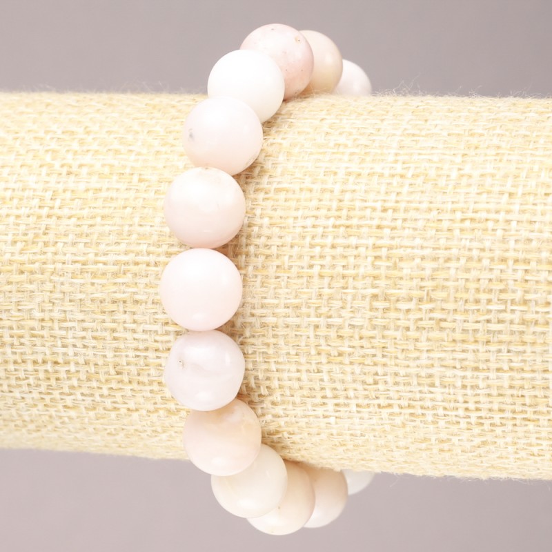 Elastic bracelet with natural Pink Opal, smooth beads, diameter 10 mm (±)