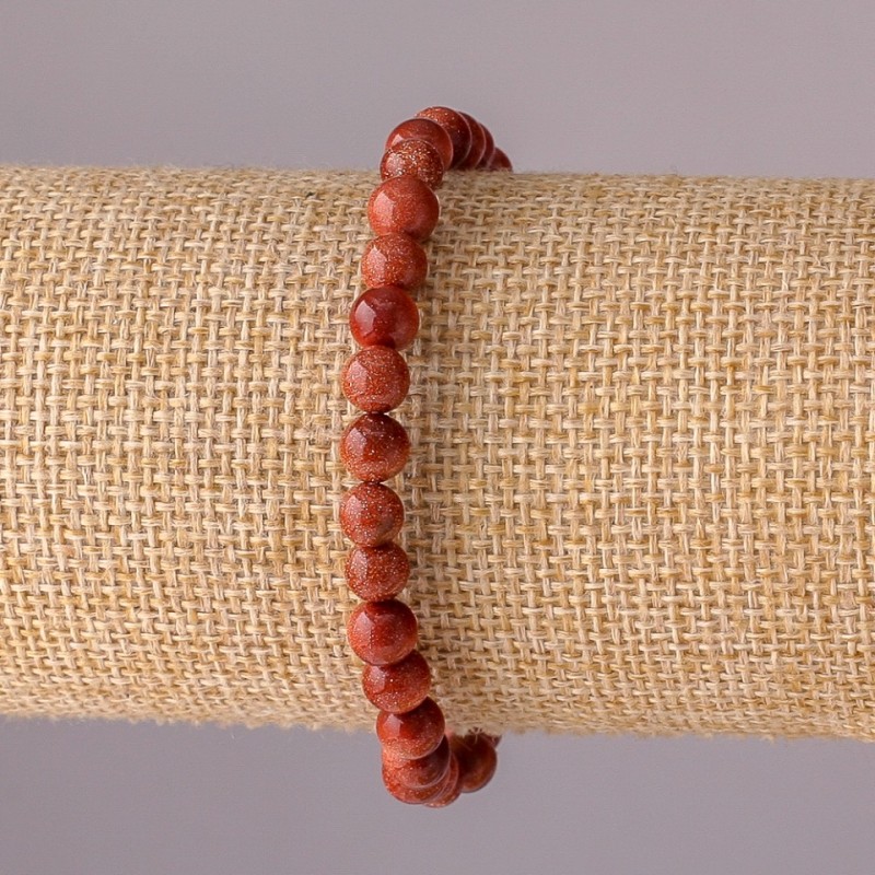 Aventurine Bracelet 'Golden Sand' on elastic cord, smooth bead, 6 mm diameter, 18 cm circumference