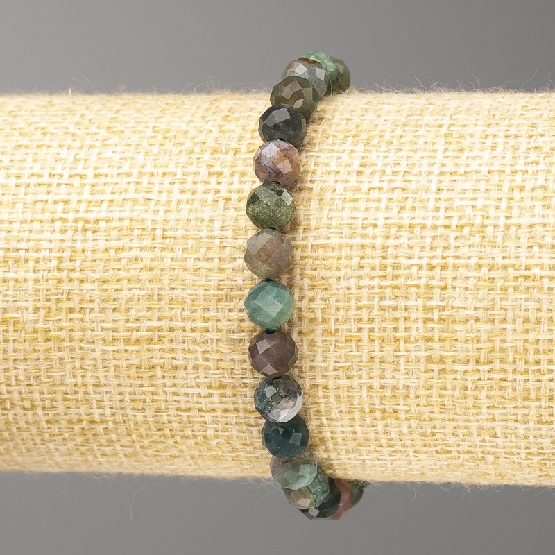 Colored Jasper Bracelet with Faceted Beads, 6 mm Diameter, 18 cm Length (Stretch)