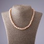 Pink freshwater smooth pearl necklace, diameter 7×8 mm, length 45 cm