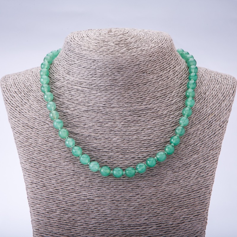 8mm Toned Jade Necklace — 8mm faceted beads, 45 cm long