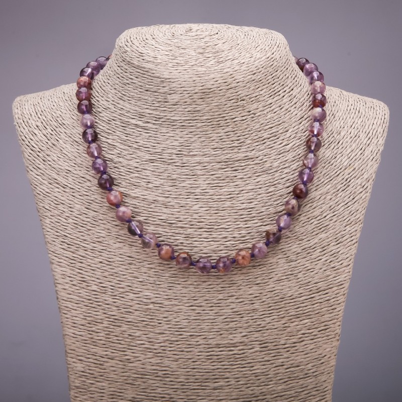 Amethyst Natural Stone Necklace, Smooth Beads, 8(±)mm Diameter, 45 cm Length
