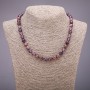 Amethyst Natural Stone Necklace, Smooth Beads, 8(±)mm Diameter, 45 cm Length