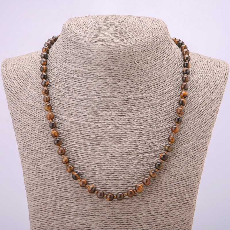 Tiger's Eye Necklace, Smooth Beads, 6 mm Diameter, 48 cm Length