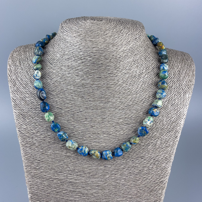 Chrysocolla & Sodalite Necklace, Faceted 8x10mm, length 48 cm +
