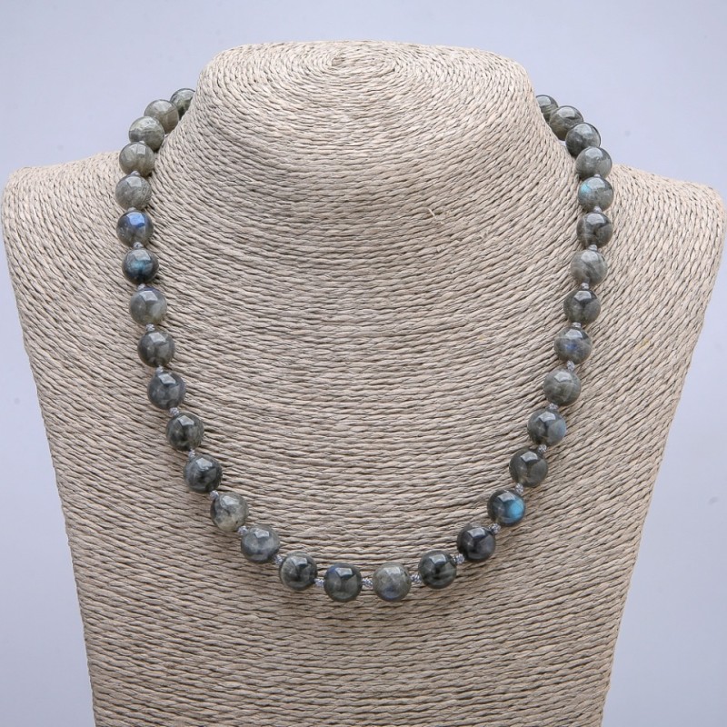 Labradorite Necklace with Smooth Bead 10mm, 45cm
