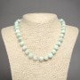 Natural Larimar stone necklace with smooth beads, 10 mm diameter, 45 cm length