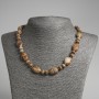 Necklace of landscape jasper, flat oval, 13×18 mm diameter with rondelle 9×5 mm diameter, length 45 cm ±