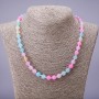 Bead necklace made of natural-toned stone, smooth beads, 8 mm diameter, 48 cm length