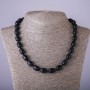 Aventurine Stone Necklace 'Blue Sand' Cairo Night 'Barrel', bead size 10×14 mm, length 47 cm