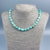 Necklace Amazogite with Larimar natural stone tumbled, diameter 12x8mm+-, length 48cm +