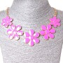 Daisy Necklace in Gold-tone metal and Pink Gloss (30x40 mm)