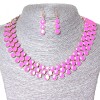 Set Necklace and Earrings 'Berries', Gold-tone metal with pink gloss