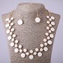 Necklace and Earrings Set with White Enamel, 57–64 cm long