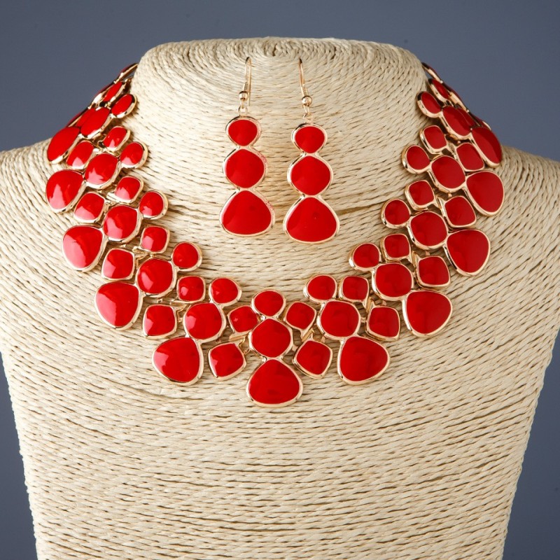 Set "Red Shine" enamel, length 45 cm, metal color - "gold"