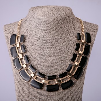 Black Enamel Necklace, length 50–55 cm