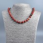 Red Jasper stone necklace with smooth round beads, diameter ± mm, length 48 cm
