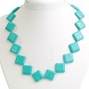 Turquoise necklace with veining (single) diamond 18×18 mm, length 45 cm